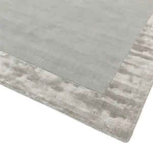 Silver Bordered Wool Handmade Modern Easy to Clean Handmade Rug For Dining Room Bedroom And Living Room-200cm X 290cm