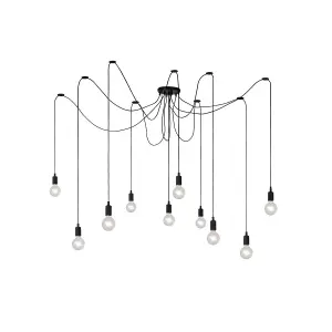 Lucide Fix Modern Pendant Light - 10xE27 - Black