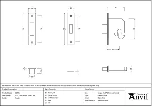 From The Anvil Pewter 2 1/2" Euro Profile Dead Lock