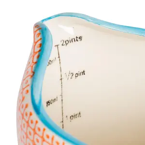 Nicola Spring - Hand-Printed Measuring Jug - 1 Litre - Orange