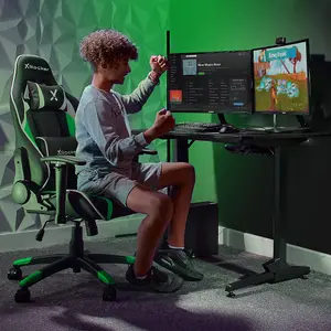 X-Rocker Agility Compact Gaming Chair Racing PC Reclining Adjustable PC Gaming Seat for Kids and Juniors - GREEN