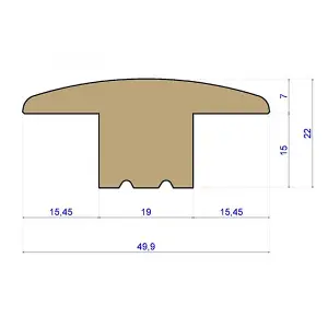 Solid Oak T-section Threshold - Unfinished - 15mm - 2.44m Length