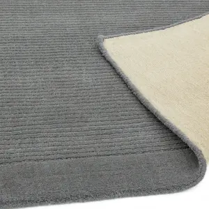 Grey Wool Handmade Plain Easy to Clean Rug For Bedroom Dining Room Living Room Rug-80cm X 150cm