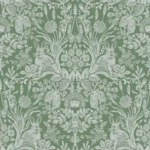 Harlen Woodland Damask Wallpaper Green World of Wallpaper 50342