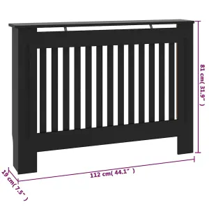 Berkfield Radiator Cover Black 112x19x81 cm MDF