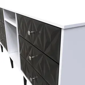 Toledo 6 Drawer Sideboard in Deep Black & White (Ready Assembled)