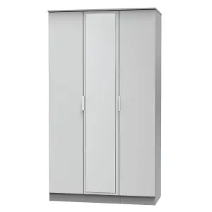 Poole Triple Mirror Wardrobe in Uniform Grey Gloss & Dusk Grey (Ready Assembled)