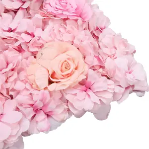 Artificial Flower Wall Backdrop Panel, 60cm x 40cm, Blush Pink & Peach