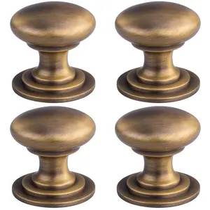 4 PACK - Victorian Tiered Door Knob - 25mm Antique Brass Cabinet Pull Handle Round Rose