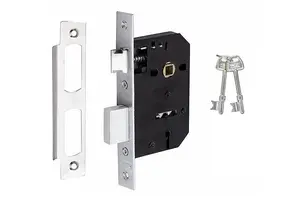 Arched T-Bar Key Lock Door Handle Set Thumbturn and Mortise Lock Polished Chrome