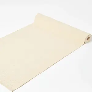 Homescapes Cotton Plain Cream Table Runner