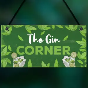 Red Ocean Funny Gin Gift Gin Corner Sign Home Bar Sign For Garden Summer House Gifts