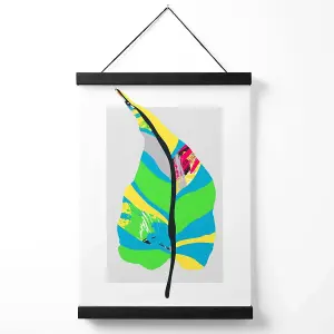 Tropical Plant Blue and Green Abstract Minimalist Medium Poster with Black Hanger