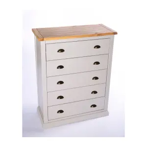 Loreo 5 Drawer Chest of Drawers Brass Cup Handle