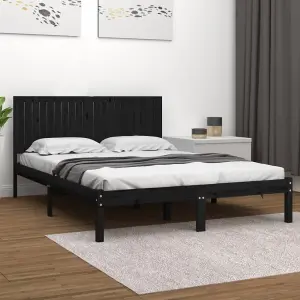 Berkfield Bed Frame Black Solid Wood Pine 200x200 cm