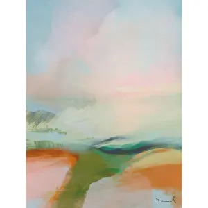 Dan Hobday Peach Hills Canvas Print Peach/Blue/Green (50cm x 40cm)