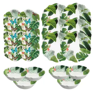 Purely Home Tropical Floral 18 Piece Melamine Dinnerware Set for 6