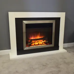 Suncrest Romney White MDF & stainless steel Freestanding Electric fire suite