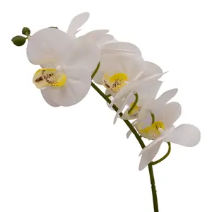 25cm White Orchid Artificial plant in Grey Ceramic Pot