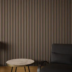 Kraus Easy Living - Chestnut - Acoustic Slat Wall Panel (L) 240cm x (W) 60cm Single Panel - Sample Size Available