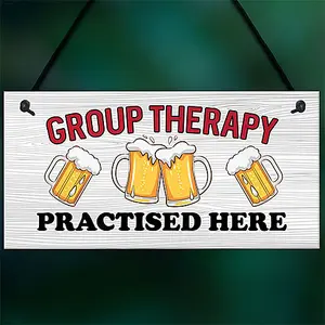 Red Ocean Funny GROUP THERAPY Sign Bar Signs And Plaques Home Decor Man Cave Shed Sign Friendship Gifts