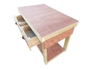 Wooden Eucalyptus hardwood top workbench, tool cabinet with drawers (V.1) (H-90cm, D-70cm, L-180cm)