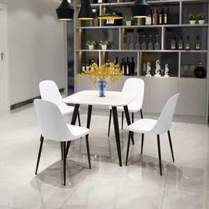 Core Products Aspen White 80cm Square Dining Table with 4 White Plastic Duo Design Chairs