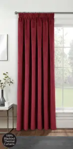 Red Velvet, Supersoft, 100% Blackout, Thermal Single Door Curtain with Tape Top - 66 x 84 inch (168x214cm)