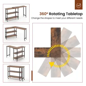 Costway L-shaped Mobile 360 Rotating Corner Computer Desk Laptop Computer PC Desk Home Office