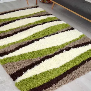 Green Waves Thick Shaggy Rug - California