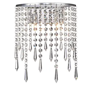 Luminosa Contemporary Wall Lamp Chrome, Hanging Crystal