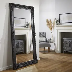 Leaner Mirror Grand Louis Rectangular Shape with Black Frame- H 180cm x W 90cm for Hanging in Bedroom, Hallway