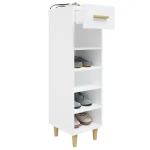 Berkfield Shoe Cabinet White 30x35x105 cm Engineered Wood