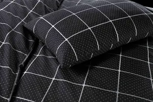 Mateo Reversible Stripes and Dots Duvet Cover Set Black Geometric Bedding Set