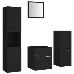 Berkfield Bathroom Furniture Set Black Engineered Wood