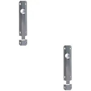 2 PACK - Surface Mounted Flat Sliding Door Bolt Lock 152mm x 36mm Satin Chrome