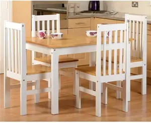 Seconique Ludlow Rectangular Dining Table With 4 Chairs, White, Farmhouse