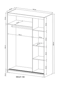 Maja Sliding Door Wardrobe with 1 Mirror 130cm in White