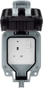 BG 13A Grey 1 gang Outdoor Weatherproof switched socket