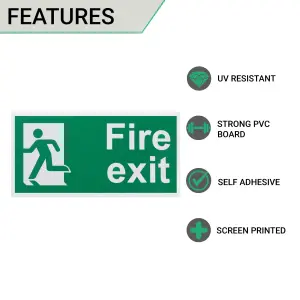 EAI - Fire Exit Sign Man Left 300x150mm Self Adh Semi Rigid PVC