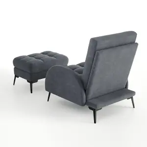 Dark Grey Frosted Fleece Recliner Armchair Reclining Chair Lounger Chair Sofa Chair with Thickened Footstool