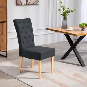 Set of 2 Pienza Fabric Dining Chairs - Black