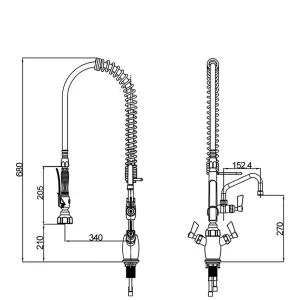 Hommix Udine Commercial Restaurant  Kitchen Pre-Rinse Spray Tap