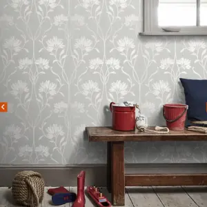 Fine Decor Florence Floral Grey Wallpaper FD42585