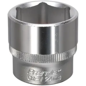 Premium 24mm Forged Steel Drive Socket - 3/8" Square Drive with Enhanced Grip