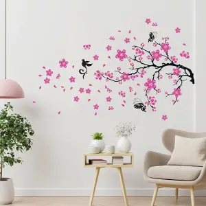 Walplus Blossom Flower Transparent Pink Wall Sticker Mural Decal Self Adhesive Wallpaper Kids Sticker PVC Black,Red