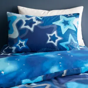 Catherine Lansfield Ombre Stars Reversible Duvet Cover Set with Pillowcase Blue