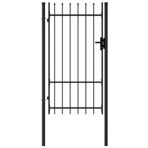 Berkfield Fence Gate Single Door with Spike Top Steel 1x1.75 m Black