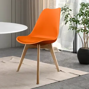 Soho Orange Plastic Dining Chair with Squared Light Wood Legs