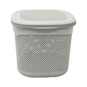 JVL Droplette Design Plastic Storage Basket, One Size, Lidded, Grey